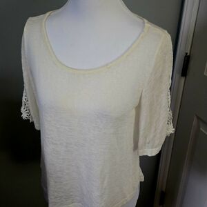 Chic Ivory Lace Accent Blouse